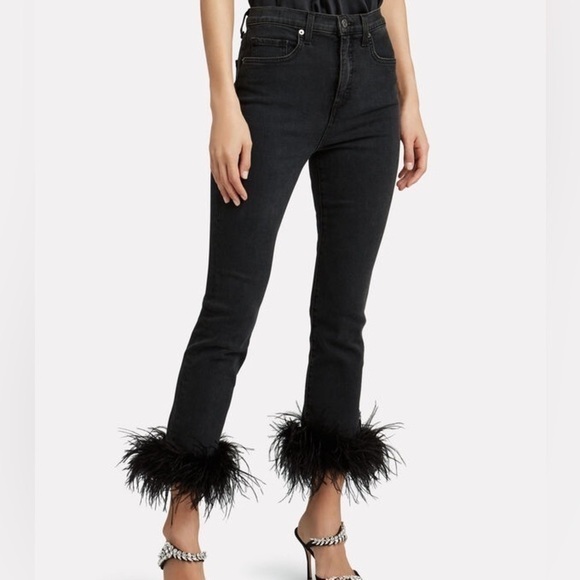 Veronica Beard Denim - VERONICA BEARD
Kareena Feather-Trimmed Skinny Jeans​​​